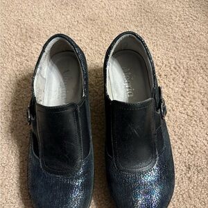 Alegria Iridescent Black Mules